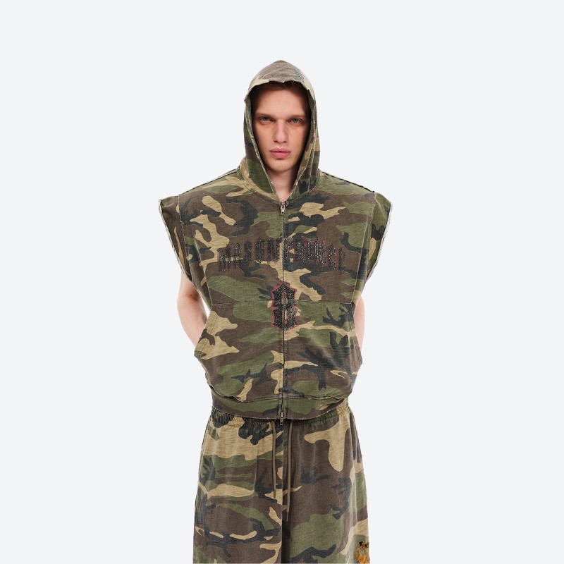 Camo Zip-Up Hooded Vest